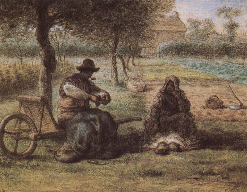 Jean Francois Millet The smoking have a break Norge oil painting art